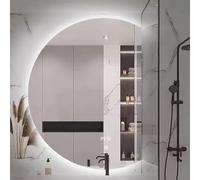 Zhoudong Specchio da Bagno Retroilluminato 110/120/130cm, Mezza Luna LED Specchio da Parete con Luce Dimmerabile, Anti-Appannamento Interruttore Tattile(Left half,35")
