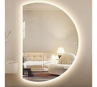 Zhoudong Specchio da Bagno Semicerchio a LED, Specchio da Parete da Trucco con 3 Colori di Luce, Dimmerabile e Anti-Appannamento, Interruttore Tattile(Leftcut,130cm)