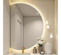 Zhoudong Specchio da Parete a LED Illuminato Semicerchio, Grand Specchio da Bagno Dimmerabile, Anti-Appannamento per Camera da Letto Trucco(Right semicircle,35"x51")