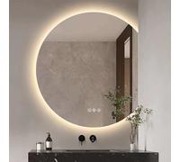 Zhoudong Specchio da Parete Retroilluminato Mezza Luna 100cm, Irregolare senza Cornice 90cm Specchio LED Grande per Bagno, Antiappannamento, 3 Colori Dimmerabili(Right cut,90 * 80cm)