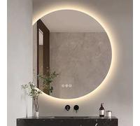 Zhoudong Specchio da Parete Retroilluminato Mezza Luna 100cm, Irregolare senza Cornice 90cm Specchio LED Grande per Bagno, Antiappannamento, 3 Colori Dimmerabili(Left cut,70 * 60cm)