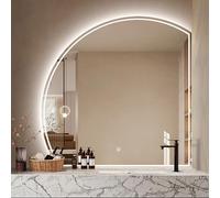 Zhoudong Specchio da Trucco a LED Intelligente 100cm, Semicerchio Specchio da Parete per Bagno con Anti-Nebbia, Specchio Mezza Luna Dimmerabile 3 Colori(Left,36"/90cm)