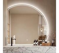 Zhoudong Specchio da Trucco a LED Intelligente 100cm, Semicerchio Specchio da Parete per Bagno con Anti-Nebbia, Specchio Mezza Luna Dimmerabile 3 Colori(Right,32"/80cm)