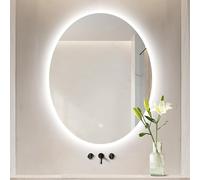 Zhoudong Specchio da Trucco Retroilluminato per Bagno, 50x70cm Ovale, Specchio Vanity Illuminato Anti-Appannamento, Dimmerabile a 3 Colori, Montaggio a Parete(16"x24")
