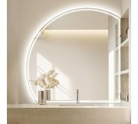 Zhoudong Specchio da Trucco Semicerchio, 110CM Specchio da Bagno da Parete Regolabile, Anti-Appannamento, Specchio Decorativo 3 Colori Illuminato(Left,36"/90CM)