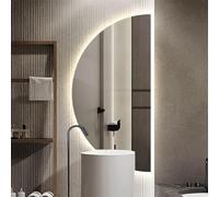 Zhoudong Specchio Decorativo Bagno senza Cornice, Specchio da Trucco Anti-Appannamento, Dimmerabile a 3 Colori, Grand Irregolare Semicerchio 100/120cm(Left semicircle,100cm)