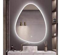 Zhoudong Specchio Decorativo da Bagno Triangolo Irregolare con Luci a 3 Colori, 80/90cm Specchio da Trucco LED Dimmerabile, Antiappannamento, Controllo Tattile(24inch)
