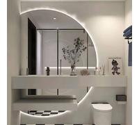 Zhoudong Specchio Decorativo da Trucco con Illuminazione, Specchio da Bagno da Parete Mezza Luna Grande, Intelligente Antiappannamento e Dimmerabile(Right semicircle,110cm)