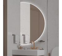Zhoudong Specchio Decorativo Semicerchio per Bagno, Specchio da Trucco a LED Illuminato con Dimmerabile, Anti-Nebbia HD Antideflagrante, per la Rasatura del Trucco(Left cut,80 * 40cm)