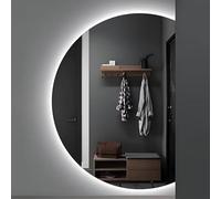 Zhoudong Specchio Intelligente a Led Mezza Luna 120/130cm Dimmerabile Specchio Vanity con 3 Colori Retroilluminato, Anti-Appannamento, per Bagno Parete(Right cut,39inch)
