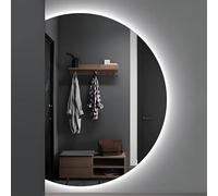 Zhoudong Specchio Intelligente a Led Mezza Luna 120/130cm Dimmerabile Specchio Vanity con 3 Colori Retroilluminato, Anti-Appannamento, per Bagno Parete(Left cut,35inch)