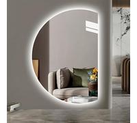 Zhoudong Specchio LED da Parete Intelligente, Semicerchio Retroilluminato Specchio da Bagno con Luce Dimmerabile, Antiappannamento, senza Cornice(Left semicircle,130cm)
