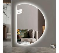 Zhoudong Specchio LED da Parete Intelligente, Semicerchio Retroilluminato Specchio da Bagno con Luce Dimmerabile, Antiappannamento, senza Cornice(Right semicircle,130cm)
