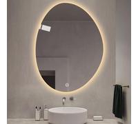 Zhoudong Specchio Ovale Irregolare Illuminato a LED con Touch Control, Specchio da Parete da Bagno con Anti-Nebbia, Retroilluminato 3 Colori di Luce Regolabile(120 * 75cm(48 * 30in))