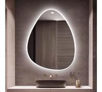 Zhoudong Specchio Retroilluminato a Forma di Goccia d'Acqua Irregolare, Specchio da Bagno da Parete senza Cornice, 3 Colori di Luce Dimmerabile, Anti-Nebbia(24"x32")
