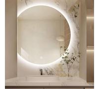 Zhoudong Specchio Semicerchio da Bagno Retroilluminato con Illuminazione a LED, Controllo Tattile, Specchio Vanity da Parete 3 Colore Regolabile, Anti-Nebbia(Left cut,90x100cm)
