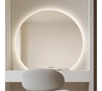 Zhoudong Specchio Semicerchio per Bagno con Luce LED 3 Colori, Intelligente Retroilluminato Mezza Luna Specchio da Doccia, Antiappannamento, Controllo Tattile(Under cut,90cm)