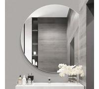 Zhoudong Specchio Semicerchio per Bagno con Luce LED 3 Colori, Intelligente Retroilluminato Mezza Luna Specchio da Doccia, Antiappannamento, Controllo Tattile(Right cut,80cm)