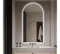 Zhoudong Specchio Vanity Illuminato a Led 90/100cm, Arc Specchio da Parete con Retroilluminato, Anti-Nebbia, 3 Temperature di Colore, per Bagno Soggiorno(Upright,28 * 40in)