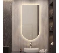 Zhoudong Specchio Vanity Illuminato a Led 90/100cm, Arc Specchio da Parete con Retroilluminato, Anti-Nebbia, 3 Temperature di Colore, per Bagno Soggiorno(Upside down,28 * 48in)