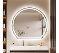Zhoudong Specchio Vanity Semicerchio con Luce LED, Anti-Appannamento Specchio Decorativo da Bagno, Temperatura di 3 Colore Regolabile, per Doccia/Camera da Letto(Frontlit,36inch/90cm)