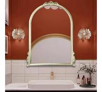 Zhoudong Specchio Vintage da Bagno da Parete ad Arco, Specchio Antico da Parrucchiere, per Decorazioni Casa, con Cornice in PU, 60x80cm/70x100cm(Champagne,24"x31"/60x80cm)