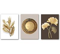 ZHOUING-- Quadro su Tela Astratta Moderna Foglia d'oro Immagine Poster Stampe Nordic Home Living Room Decor3x50x70cm Senza Cornice