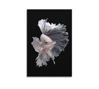 ZHOUKEG Decorazione artistica da parete con animali che combattono pesci siamesi, arte moderna, poster decorativo da appendere, 60 x 90 cm