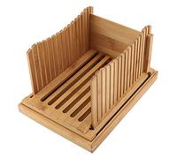 zhoul Nature Bamboo Affettatrice per pane con vassoio raccogli briciole, guida tagliere per toast compatto e pieghevole Tagliapagnotte per panini con bagel