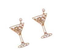 ZHOUMEIWENSP Affascinanti orecchini cocktail champagne perline bicchiere di vino Martini orecchini pendenti cristallo perla perline orecchini goccia festa celebrazione per le donne gioielli regali