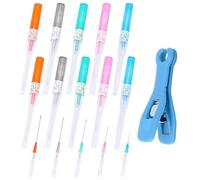 ZhouWei 11 Pezzi Ago Cannula Piercing, Set per Piercing Needle con Clip Aghi in Acciaio Inossidabile Monouso da 14G 16G 18G 20G 22G, per Naso Orecchio Ombelico Lingua (Multicolore)
