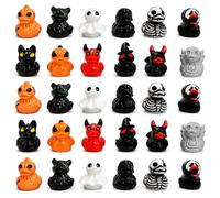 ZhouWei 36 Pezzi Decorazioni Halloween Mini Anatre, Mini Figure di Anatre Halloween in Materiale Resina Vari Design Tra Cui Demoni Fantasmi e Scheletri, Piccole Figure Decorative di Animali