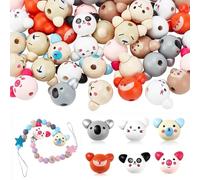 ZhouWei 36 Pezzi Perline Legno Animale, Perline Colorate 6 Design, Wooden Beads con Emoji, Adatto per la Creazione di Gioielli Fai da te, Collane, Bracciali e Oggetti Decorativi