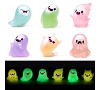 ZhouWei 6 Pezzi Mini Figurine Fantasmi Luminose in Resina Halloween | Piccole Statuette Colorate Decorazioni Fosforescenti e Miniature per Giardino Casa Bonsai Micro Paesaggio e Fai da Te