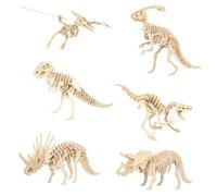 ZhouWei 6 Pezzi Puzzle 3D in Legno Dinosauro, Dinosauro Modellini Assemblar | 3D da Modello Scheletro Dinosauri da Costruire, con T-Rex e Altri Dinosauri, Puzzle Creativo per Adulti e Bambini