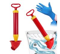 ZhouWei Pompa Stura Scarichi a Pressione con Guanti, Stantuffo per WC Ventosa Sturalavandini Sturalavandini a Pressione ad Aria Compressa Sturalavandino Toilet Plunger, per Bagni Vasche WC (Rosso)