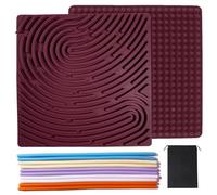 ZhouWei Sensory Activity Board, Giochi Antistress Silicone Fidget Toys Giocattolo Sensoriale Double Face con 10 Corde Colorati e Borsa da Viaggio, per Lenire Stress Ansia ADHD e Autismo, Rosso Piazza
