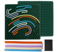 ZhouWei Sensory Activity Board, Giochi Antistress Silicone Fidget Toys Giocattolo Sensoriale Double Face con 10 Corde Colorati e Borsa da Viaggio, per Lenire Stress Ansia ADHD e Autismo, Verde Piazza