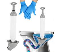 ZhouWei Stantuffo per WC, Ventosa Sturalavandini con Guanti in Nitrile Sturalavandini a Pressione ad Aria Compressa Sturalavandino a Pressione Toilet Plunger, per Bagni Vasche WC (Bianco)