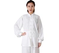 ZHOUXIAO Cotone in Lino Tai Chi Uniforme Donna Kung Fu Abbigliamento Maniche Lunghe Abiti Tradizionali Cinesi, Abito Tangam Kung Fu Vesti Abiti da Chun di Cotone Puro Abiti D White-S