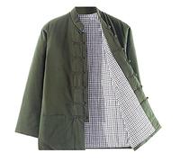 ZHOUXIAO Tuta Invernale Tang 100% Cotone Uomo Tai Chi Uniforme Manica Lunga Abiti Tradizionali Cinesi Top, Giacca Hanfu Abbigliamento Kung Fu Camicia Cappotto Tuta Arti marzi Green-XXL