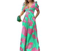 ZHOUXYFDC Jumpsuit Donna Tuta aderente con scollo a V, vita alta e gamba larga, design aderente che mette in mostra la figura perfetta(Green,XXL)