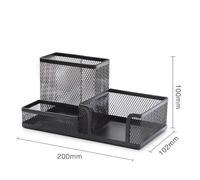 ZHOUXYFDC Portapenne Da Scrivania Three Grid Metal Combination Storage Pen Holder, Student Office Desktop Storage Pen Holder(Sange-black)