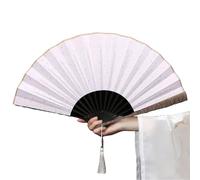 ZHOUXYFDC Ventaglio da Borsetta Ventaglio Pieghevole in Carta di Riso con Motivo a Onde in Tessuto di Seta Nero spruzzato d'oro in Stile Antico(White)