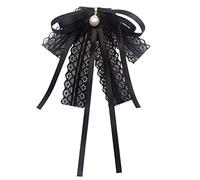 ZHOUYQX Papillon in Pizzo Trasparente per Donne e Ragazze, Perline di Perle, Spilla per Colletto di Camicia, Fiocco per Camicia Scolastica, Forniture per Papillon