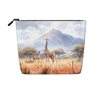 ZhRiYan African Savanna Giraffe Fake Hemp Makeup Bag - Versatile borsa da viaggio per articoli da toeletta riutilizzabile, organizer per cosmetici con cerniera, nero, taglia unica, nero, taglia unica