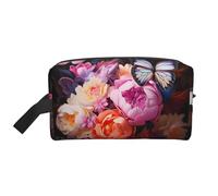 ZhRiYan Beauty case da viaggio - Kit Dopp riutilizzabile con farfalle e fresco cespuglio stampato su tutto il lato per articoli da toeletta, trucco, accessori e altro, bianco, taglia unica, colore