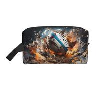 ZhRiYan Beauty case da viaggio - Kit Dopp riutilizzabile con stampa Rugby on Fire su tutti i lati per articoli da toeletta, trucco, accessori e altro, bianco, taglia unica, colore bianco, taglia unica