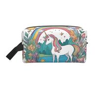 ZhRiYan Beauty case da viaggio - Kit Dopp riutilizzabile con unicorni vicino al fiume Stampa su tutta la faccia per articoli da toeletta, trucco, accessori e altro, bianco, taglia unica, colore bianco