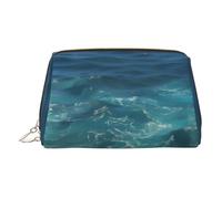 ZhRiYan Beauty case in pelle dorata - Beauty case da viaggio con stampa The Deep Ocean con cerniera, organizer portatile per articoli da toeletta per uso quotidiano, Oro, One Size